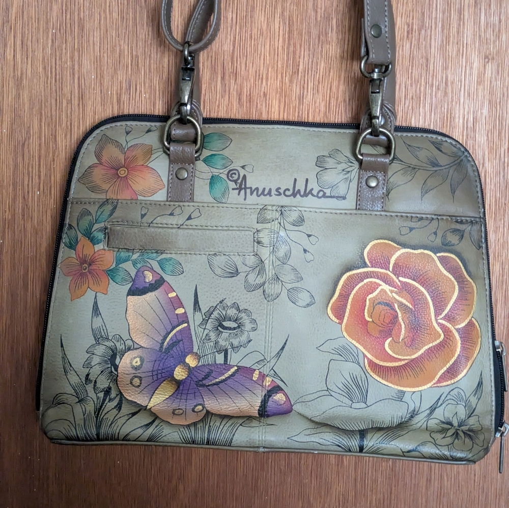 NWOT Anuschka Genuine Leather Purse Handbag.  Hand Painted & Signed.  Never Used - Picture 5 of 13